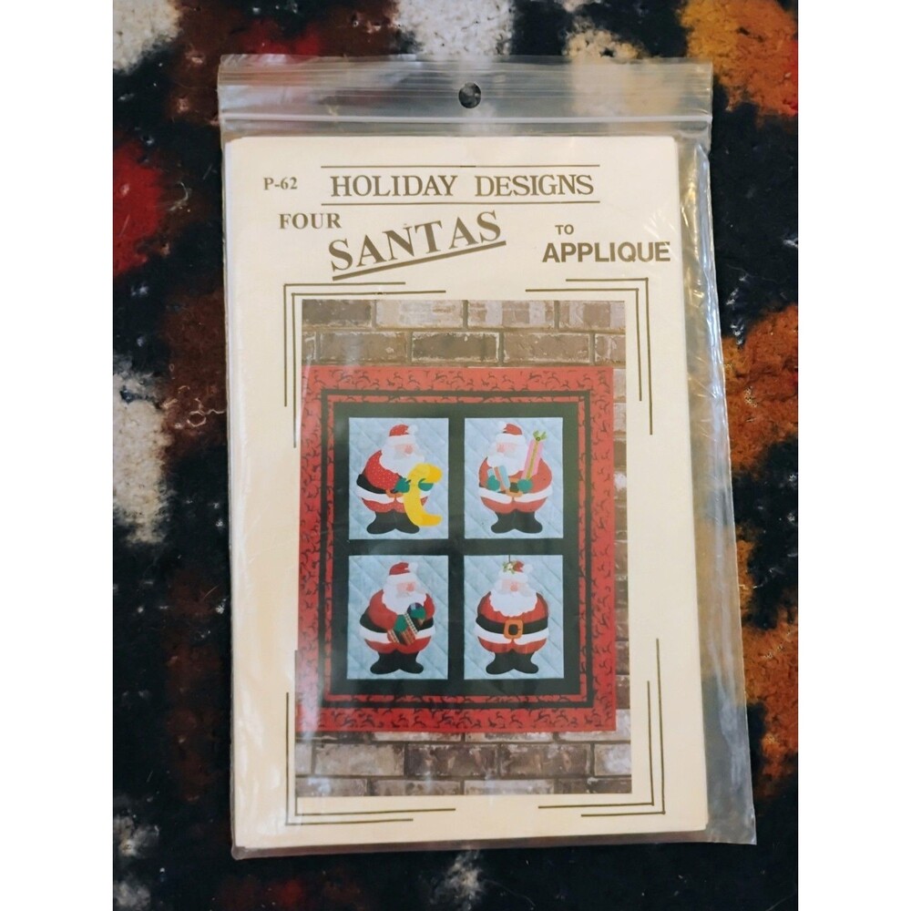 Holiday Designs P62 "Four Santas” Applique Wall Hanging Pattern  28”x33”